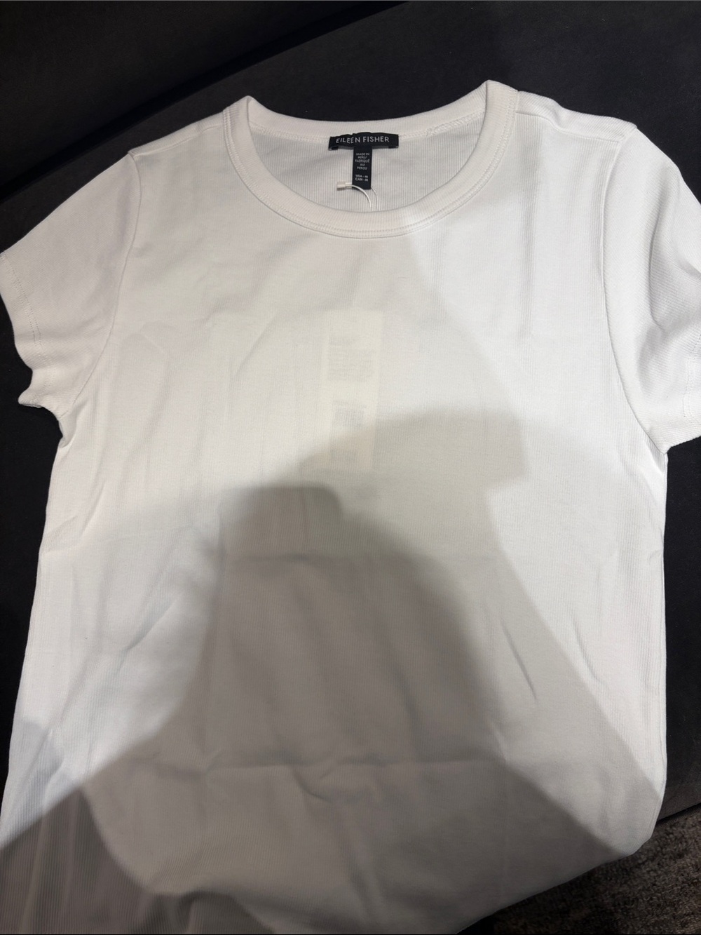 Eileen Fisher White Short-Sleeve Ribbed Tee